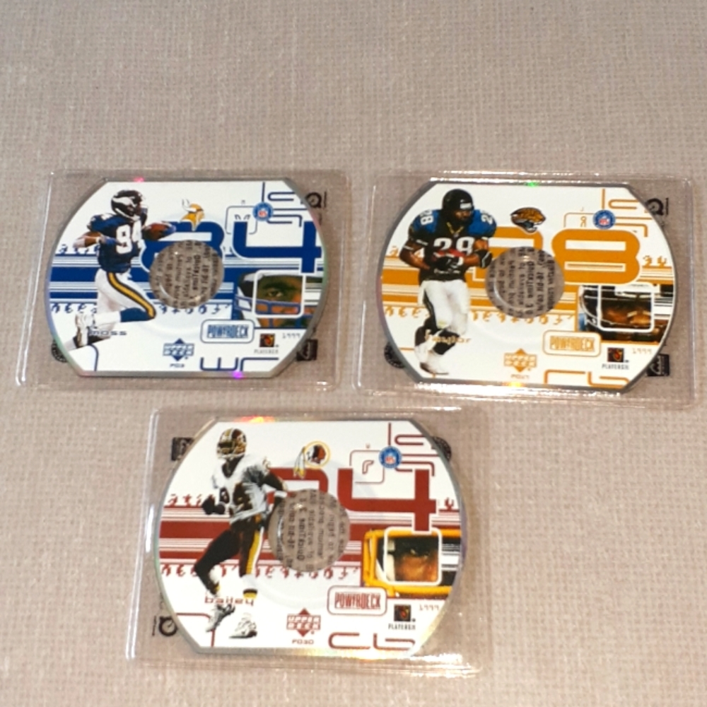 3 1999 Upper Deck Powerdecks Randy Moss Champ Bailey Fred Taylor NFL Audio